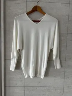 ロペピクニック　オフホワイト Vネック 七分丈ニット