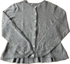 グレー ニットカーディガン 長袖 フレア裾　毛 43%