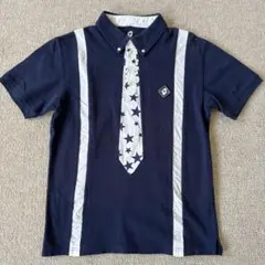 V12 FAKE TIE フェイクタイ ポロシャツ ネイビーM
