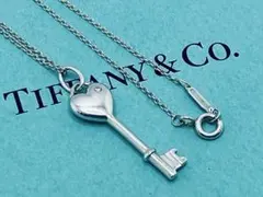 h576 美品　ティファニー　ダイヤ　ハート　キー　ネックレス　シルバー　925