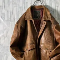 【美品・しなやかラムレザー】フライトジャケット A2 ブラウン ビッグXLサイズ