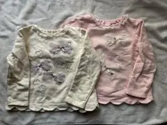 【120cm】キッズ トレーナー 2点セット（ホワイト・ピンク）