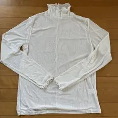 GUシアートップス シアーハイネックT 長袖 オフホワイト レイヤード 重ね着