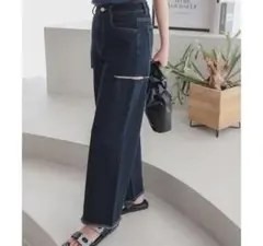 【神戸レタス】フリンジストレートデニムパンツ Lのサムネイル