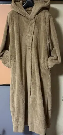 【CAN DAY】フード付き ボア ロングコート ベージュM