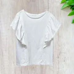 ☆GU ジーユー (S) 半袖 フリル カットソー シャツ ホワイト