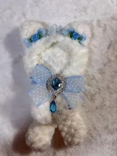 ぬい服 ホワイト 水色 クマ バラ おすわり10~12cm用 着ぐるみ 推し活