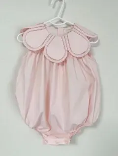 美品　ピンク フラワーモチーフ ロンパース 80cm