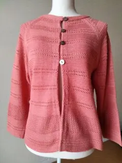 七分袖サマーカーディガン（サーモンピンク）