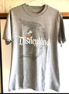 【古着】ディズニー×Hanes Tシャツ ミッキーマウス グレー　半袖サイズM