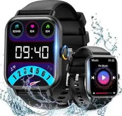 スマートウォッチ【ブラック】 Bluetooth通話 2.0インチ大画面◆新品！