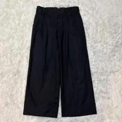 【Lサイズ】allery黒ブラックタックワイドパンツ　コットンリネン綿麻2タック