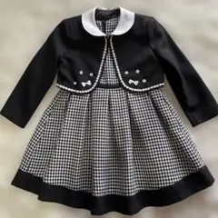 【即発送】キッズフォーマル　女の子　120 ワンピース　ボレロ　ブラック　リボン