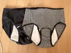 マタニティインナー 2枚セット 黒とストライプ