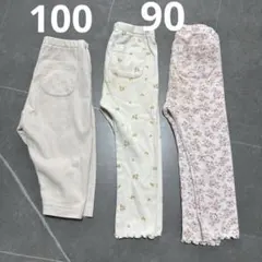 ユニクロ レギンス 90 100 3枚セット 花柄 リブ まとめ売り