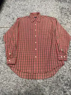 90s 00s OLD UNIQLO チェック柄 ボタンダウンシャツ　紺タグ