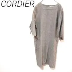 CORDIER ストライプ柄バルーンスリーブワンピース　S サイドポケット