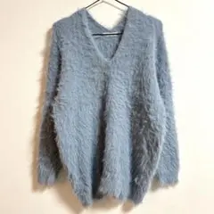 ジーナシス　JEANASIS フェザーヤーンシャギーニット　Vネック