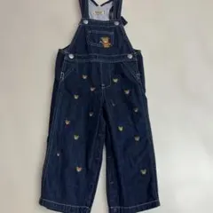 MIKI HOUSE デニム オーバーオール くま刺繍