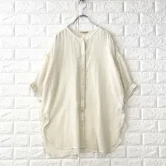 サマンサモスモス【F】白系 七分袖 チュニックブラウス レース襟 綿100％ 夏