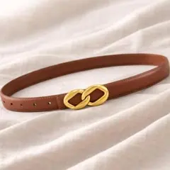 ✽ ブラウン×ゴールド シンプル 使いやすい ベルト おしゃれ 調節自由 ✽