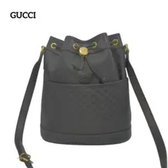 GUCCI オールドグッチ 巾着 ショルダーバッグ ブラック マイクロロゴ GG