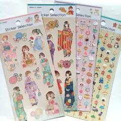 和風デザイン シール 4シートセット　女の子　和っころ