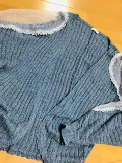 axesアクシーズ❤️新品未使用ニットボレロカーディガン❤️シースルーサックスブルー