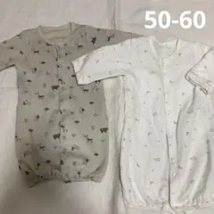 50〜60㎝ 動物柄・星柄ツーウェイドレスオール2点セット