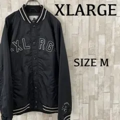 古着 XLARGE スタジャン ブルゾン ロゴ刺繍 サイズM ブラック