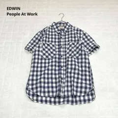 【エドウィン People At Work】ギンガムチェック　半袖シャツ　Lのサムネイル