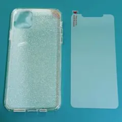 iPhone11ProMax ソフトケース クリア ラメ入り ガラスフィルム