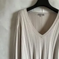 ニット セーター トップス Vネック 長袖 春夏　ZAZIEライトグレー