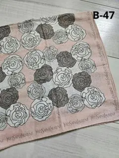 B-47　美品 YSL イヴサンローラン バラ柄 大判ハンカチ