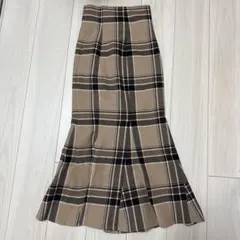 SNIDEL ハイウエストタイトヘムフレアチェックスカート