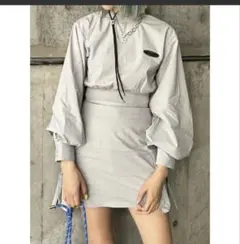EMODA ナイロン素材 ミニワンピース グレーのサムネイル