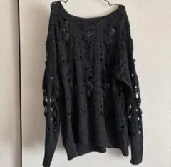 ダメージニット グランジ クラッシュ加工 古着 Y2Kダークコア