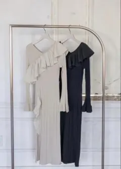 【herlipto】 Ruffle Wrap Rib Knit Dress S