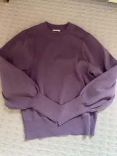 パープル ニット バルーンスリーブ 長袖　GU