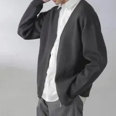 【極美品】ナノユニバース ZIPカーディガン　グレー　ジップアップ　ニット