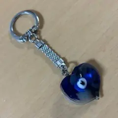 ハート型 ナザールボンジュウ キーホルダー 青紫色 トルコ