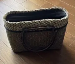 ブラウン かごバッグ 中型 ハンドバッグ