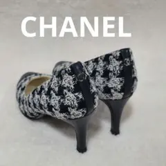シャネル ツイード ココマーク フラットシューズ 23cm グリッター