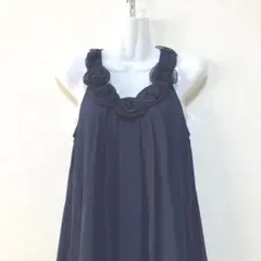 未使用◆ネイビー フラワーモチーフ Aラインドレス◆サイズM