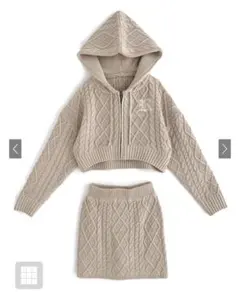 GRL ケーブル編みニットパーカー×ミニスカートセットアップ mb1561