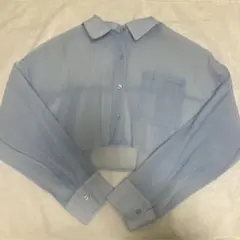 ライトブルー シアー クロップドシャツ
