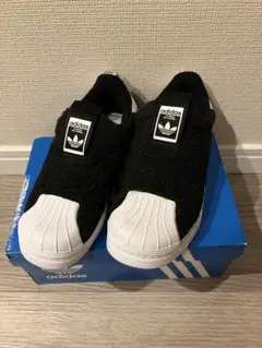 adidas スリッポン ブラック/ホワイト　　19㎝