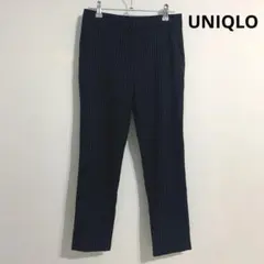 ユニクロ ウール 40% ストライプ アンクルパンツ