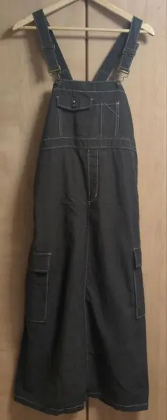 ダークグレー サロペット デニム