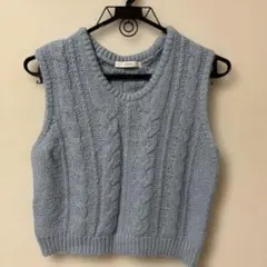 LOFTS ライトブルー ケーブルニットベスト